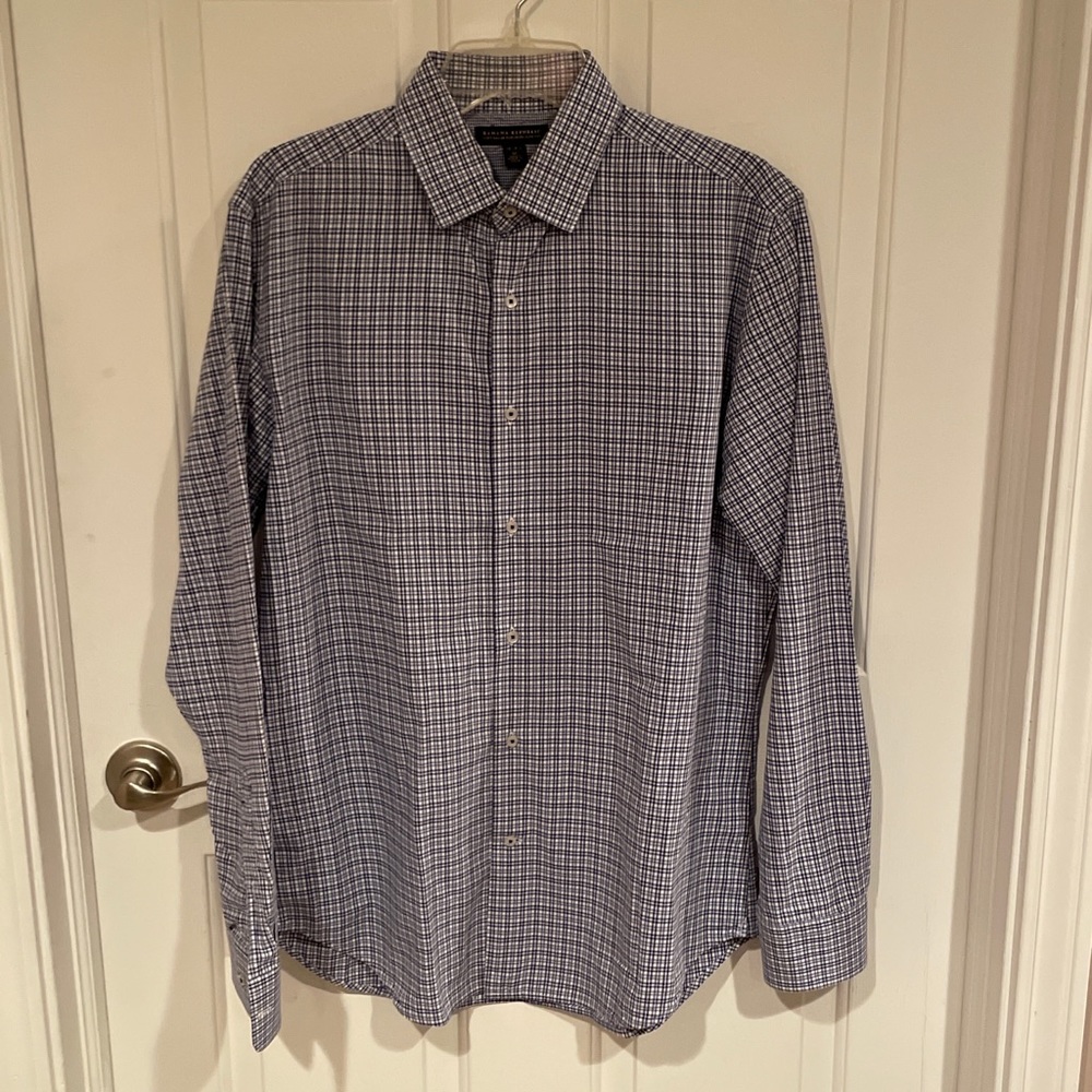 Banana Republic Sz M 15-15.5 Blue Button Down LS Shirt Soft Wash Slim Fit BA23